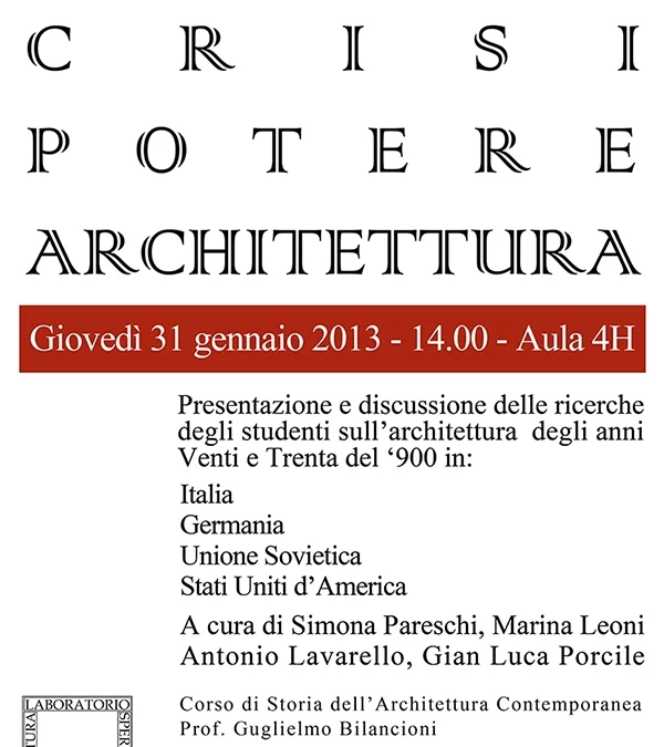 Crisi, Potere, Architettura